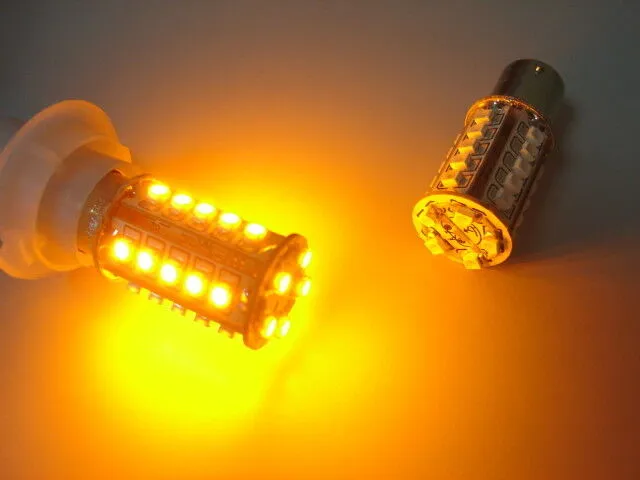 2x 45 LED Turn Signal Bulbs GSXR HAYABUSA ZX6 ZX10 ZX14 GTR1400 650R BAU15s 7507