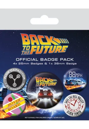 Back To The Future - Delorean Multicolored Pack Of 5 - Button Set