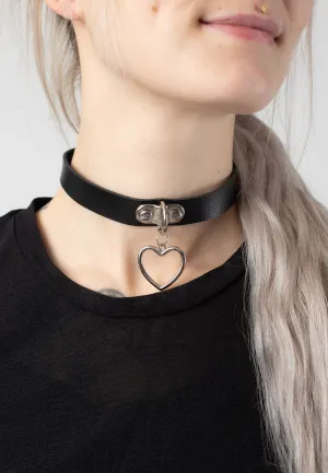 Bullet69 - Heart Pendant Neckband Black - Choker