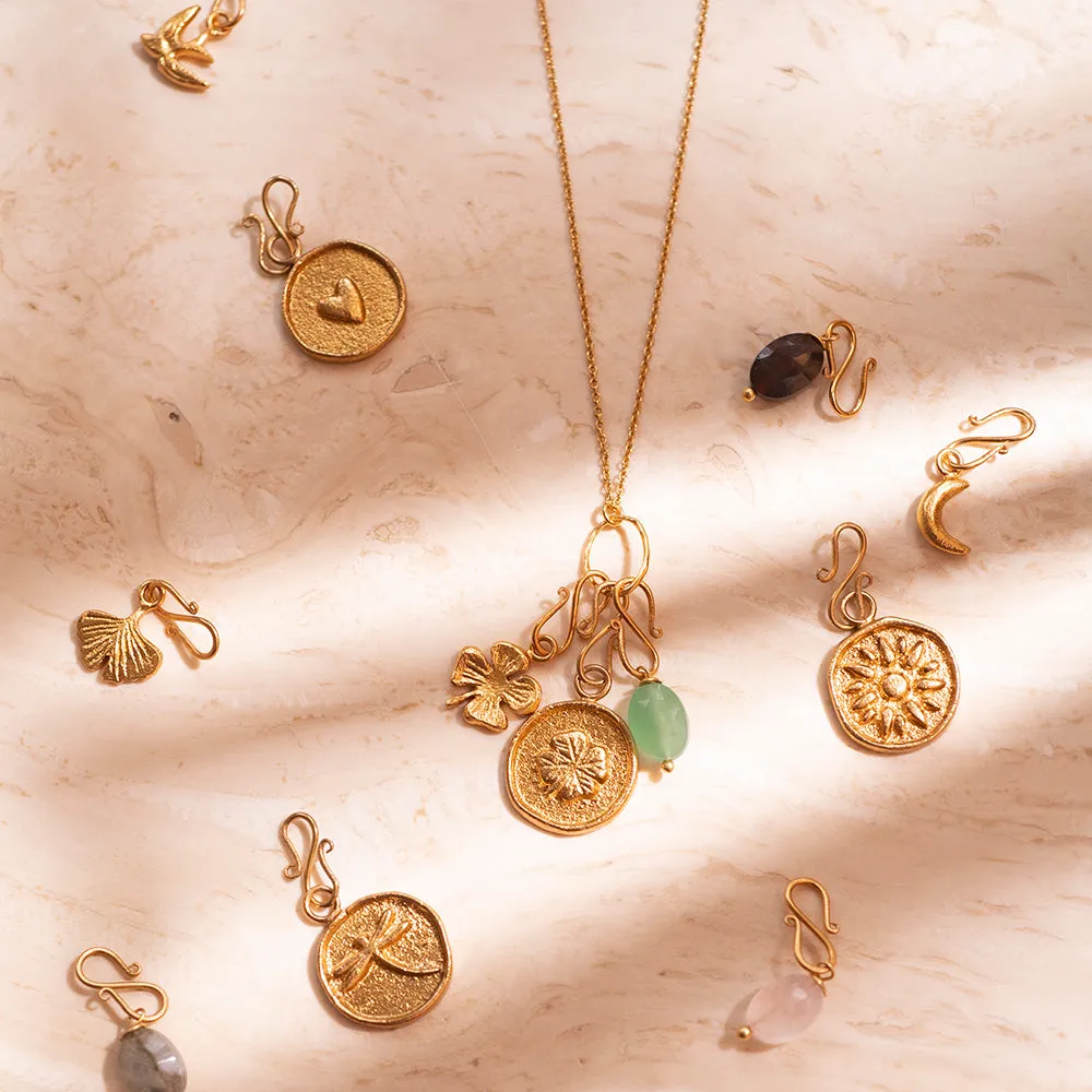 Clover Vintage Coin Charm Gold Plated