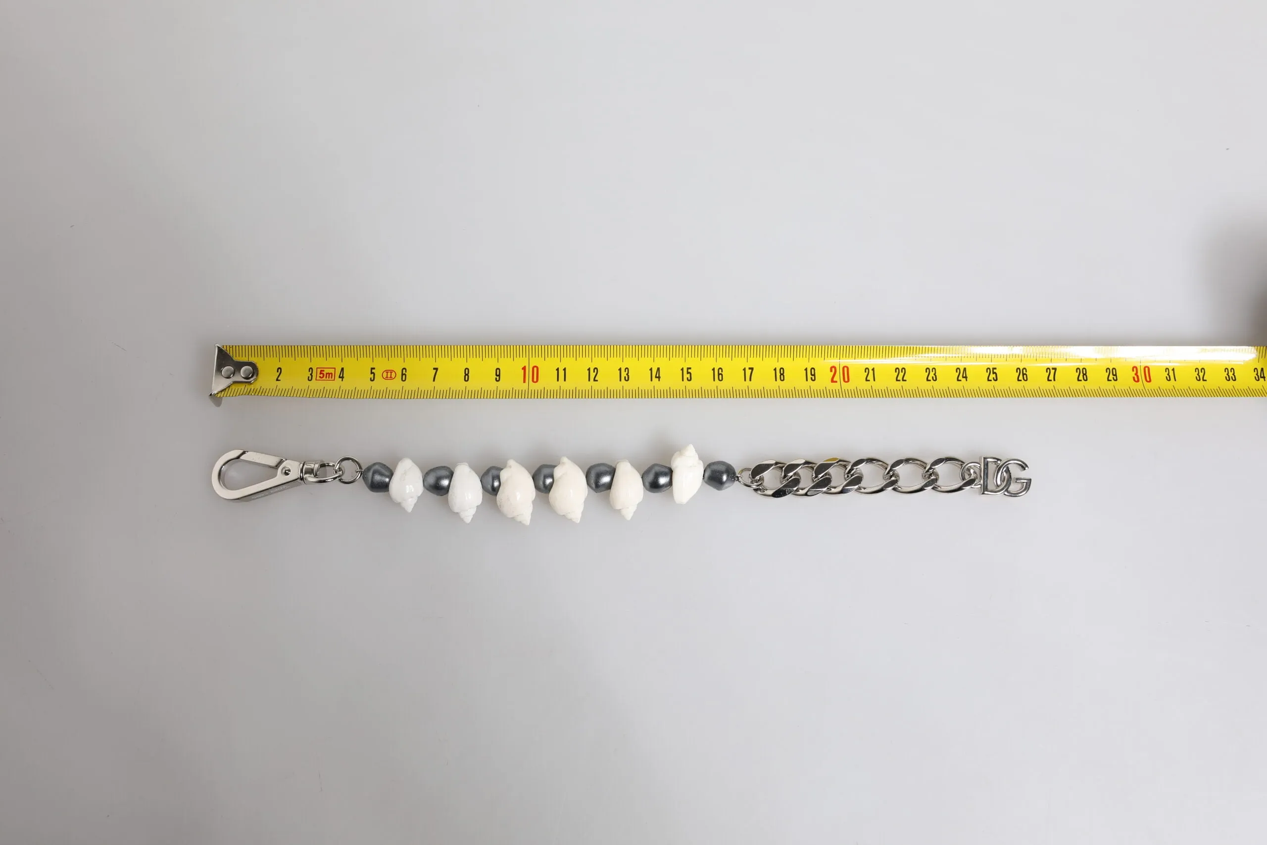 Dolce & Gabbana Tone Brass Beaded Shell DG Logo Pendant Men's Bracelet