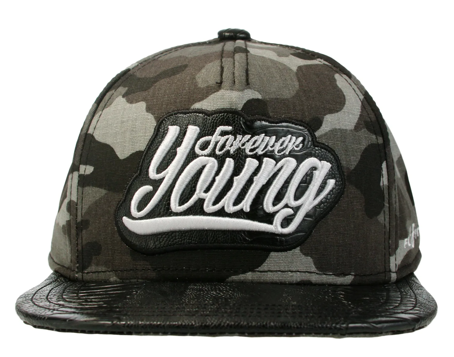 Flat Fitty Forever Young Adjustable Buckle Back Baseball Cap Hat, Grey Camo