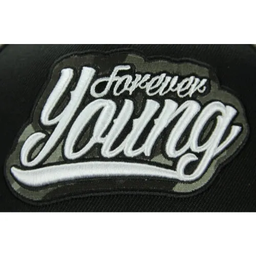 Flat Fitty Forever Young Buckle Back Cap Hat, Black, One Size