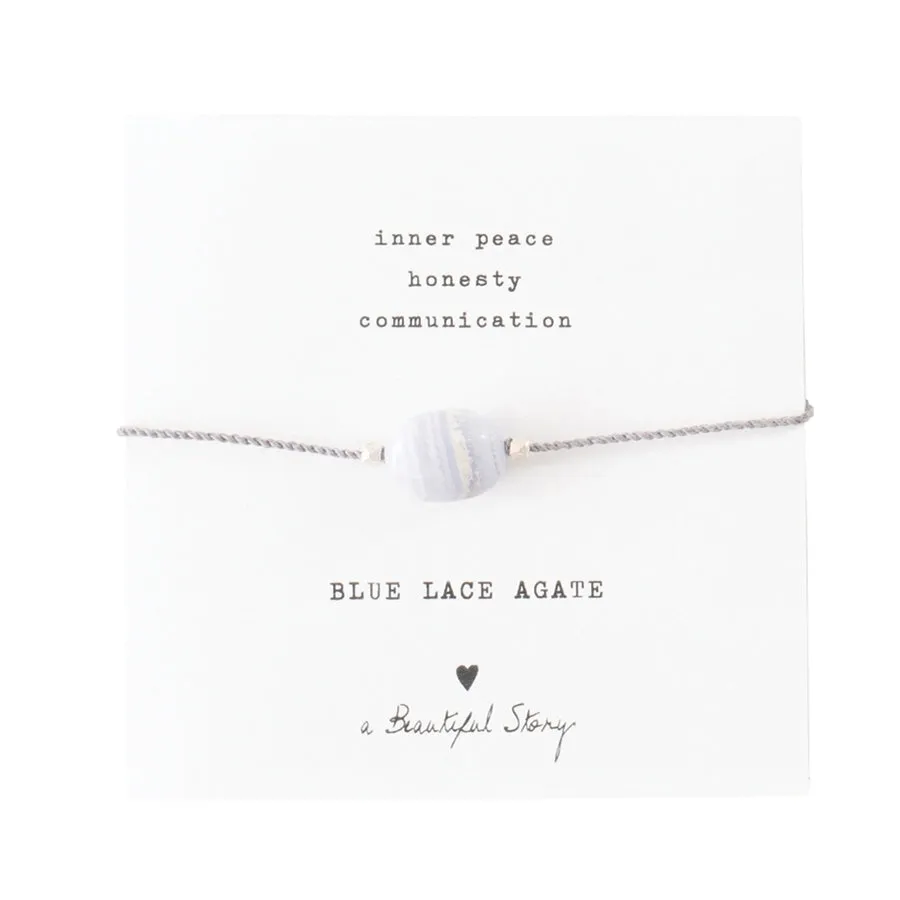 Gemstone Card Blue Lace Agate Silver Bracelet