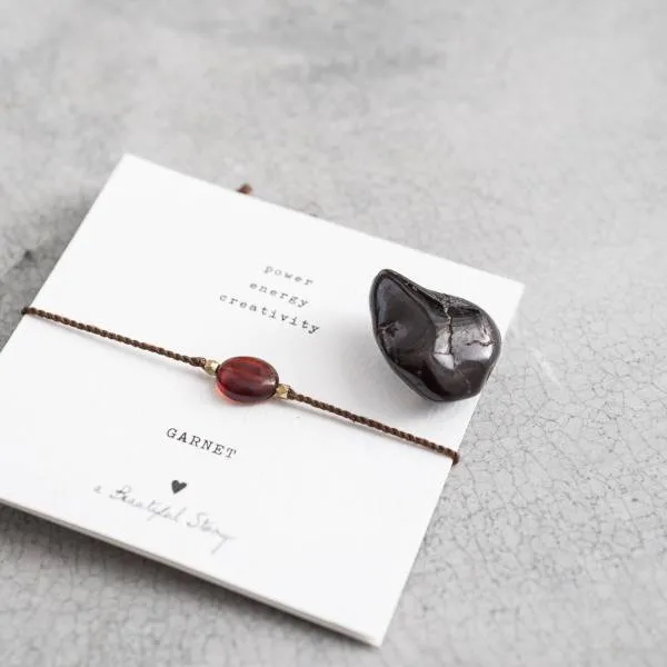 Gemstone Card Garnet Gold Bracelet