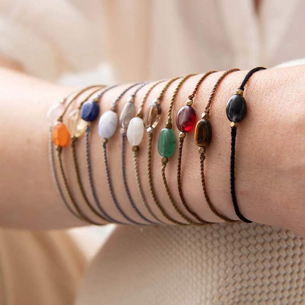 Gemstone Card Garnet Gold Bracelet