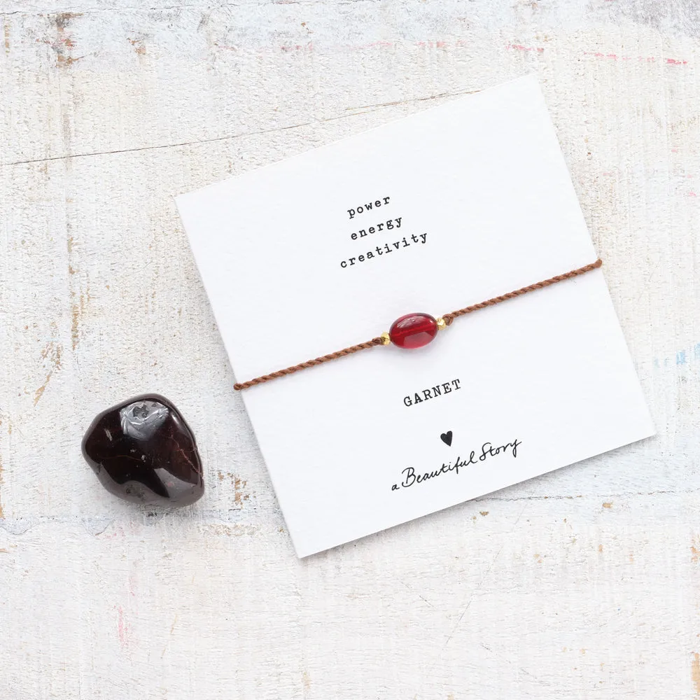 Gemstone Card Garnet Gold Bracelet