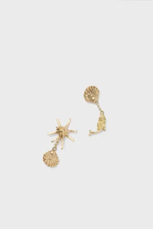 Gold Reverie Asymmetric Drop Earrings