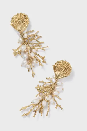 Gold Reverie Cluster Pearl Drop Earrings