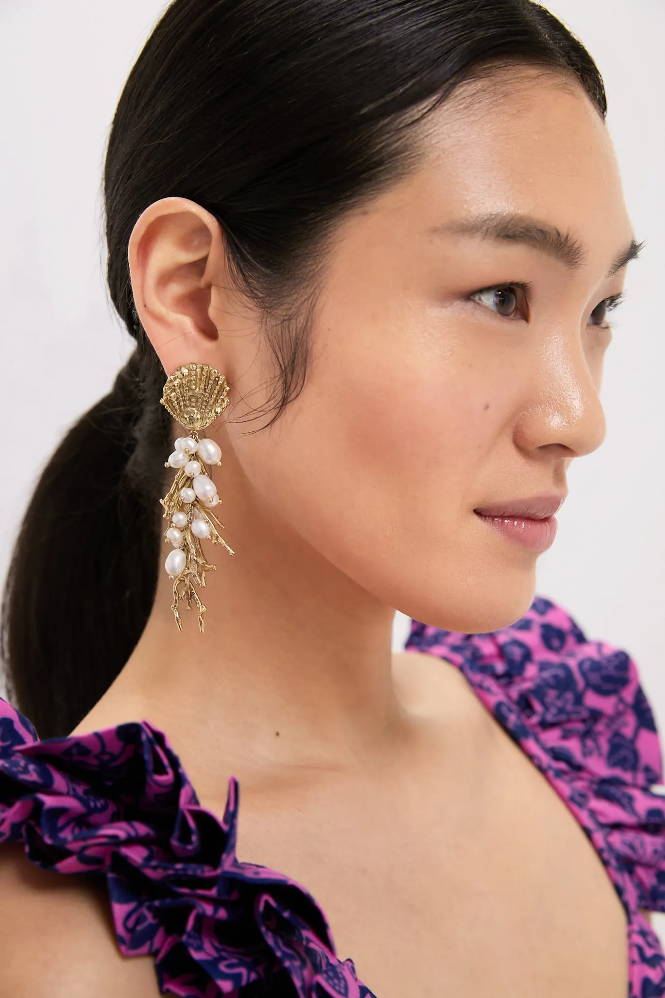 Gold Reverie Cluster Pearl Drop Earrings