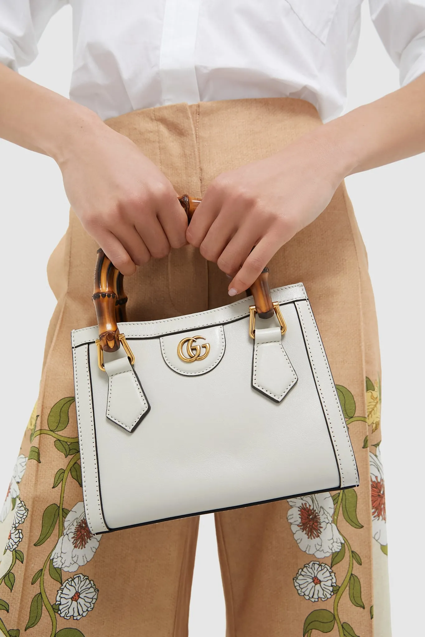 Gucci Ivory Diana Bamboo Handle Mini Tote