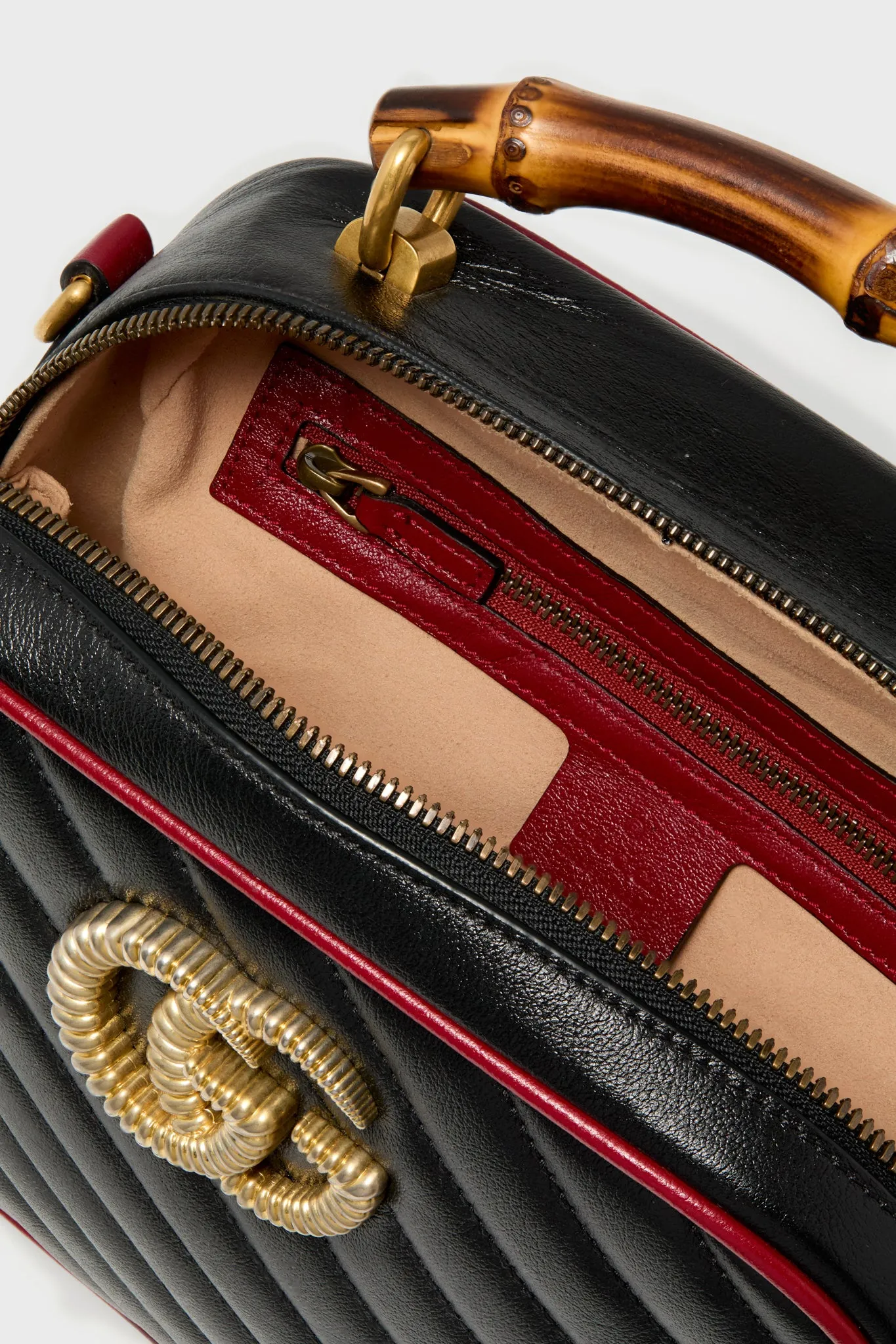 Gucci Quilted Marmont Bamboo Handle Camera Bag