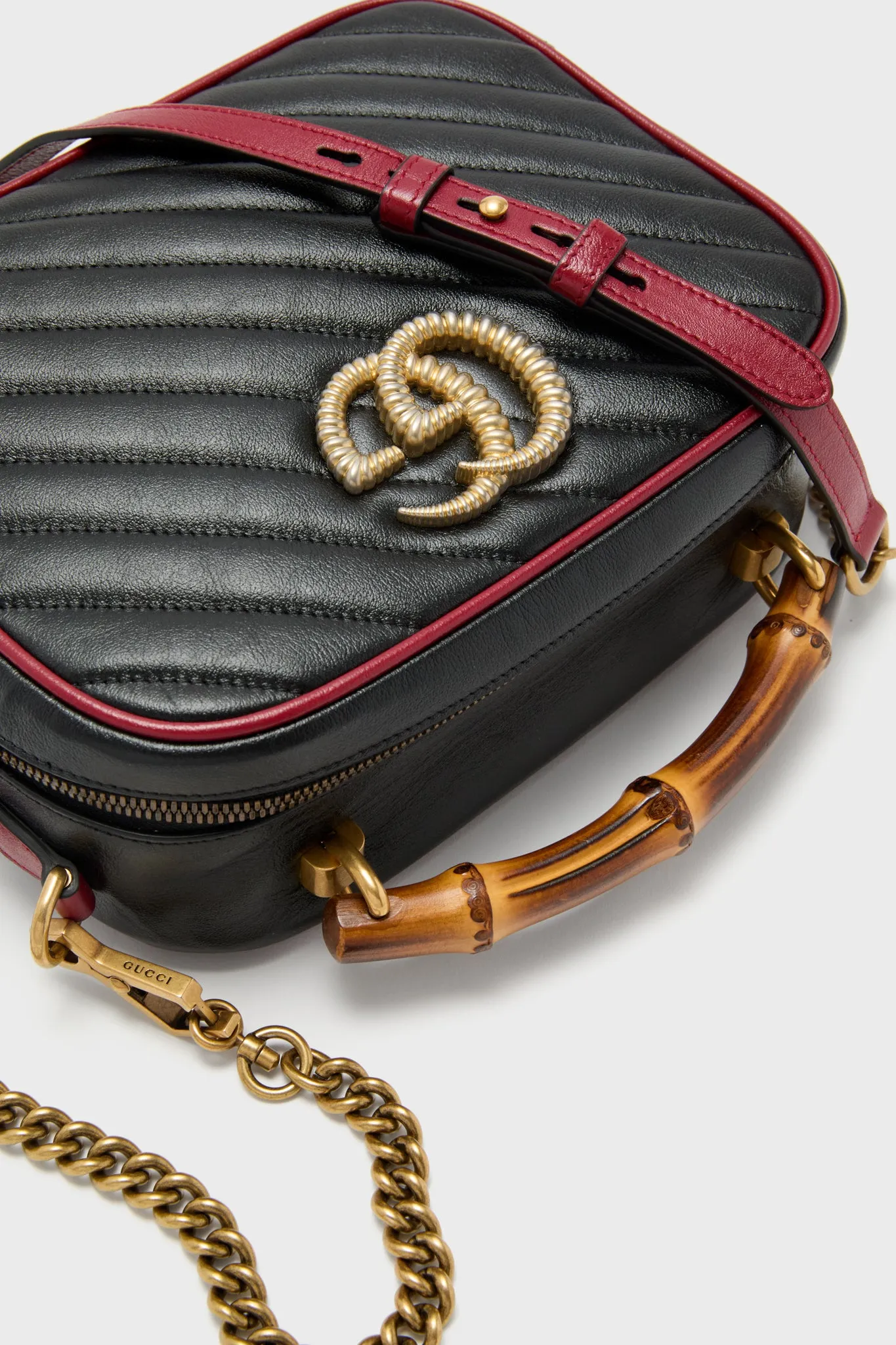 Gucci Quilted Marmont Bamboo Handle Camera Bag