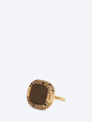 Idylle ring obsidienne gold
