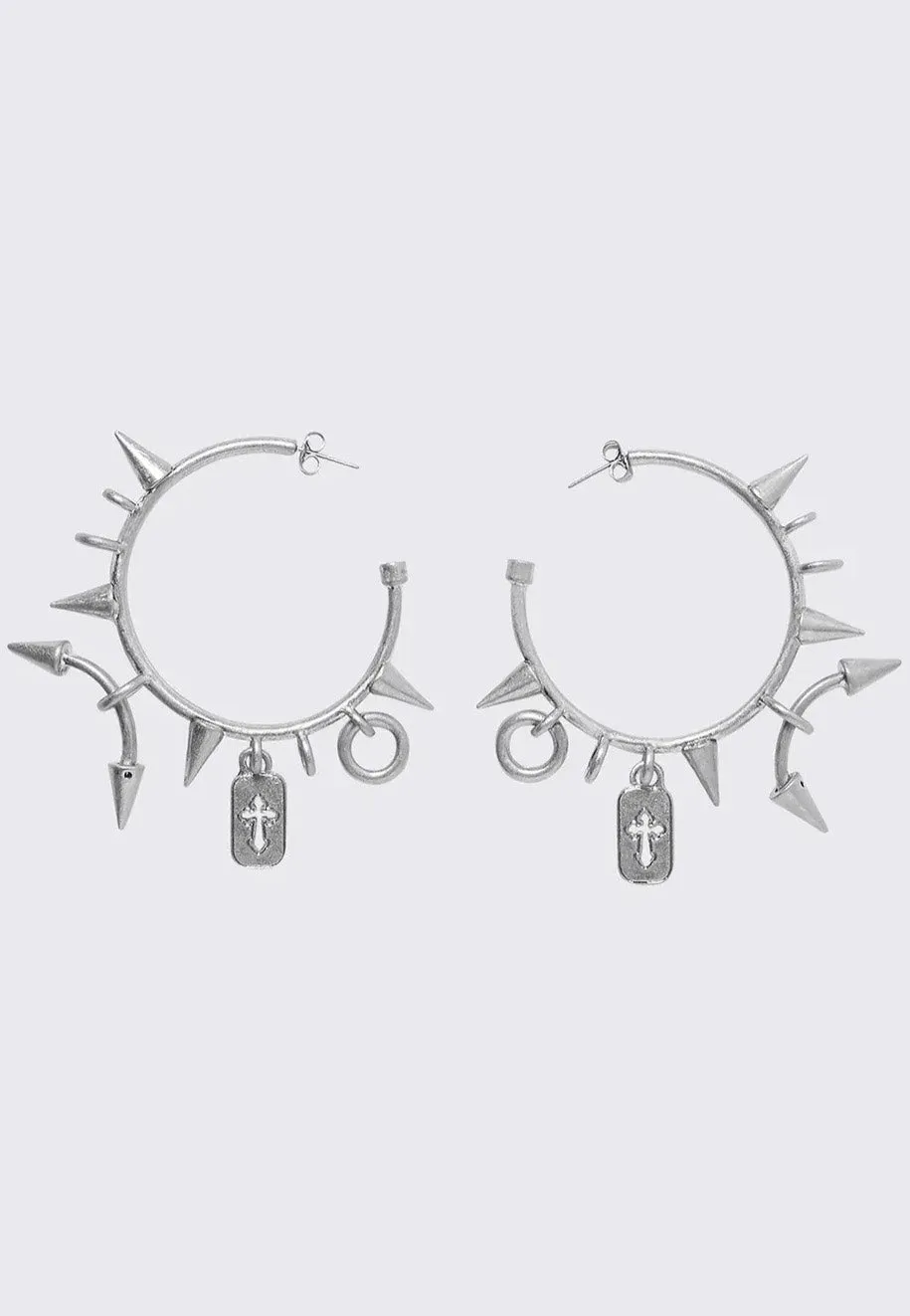 Minga London - Spiked Riot Silver Hoop - Earrings