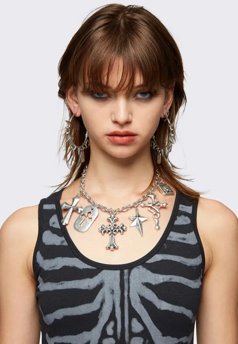 Minga London - Spiked Riot Silver Hoop - Earrings