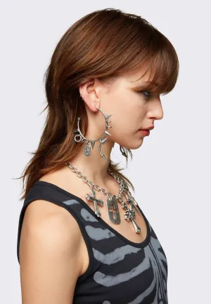 Minga London - Spiked Riot Silver Hoop - Earrings