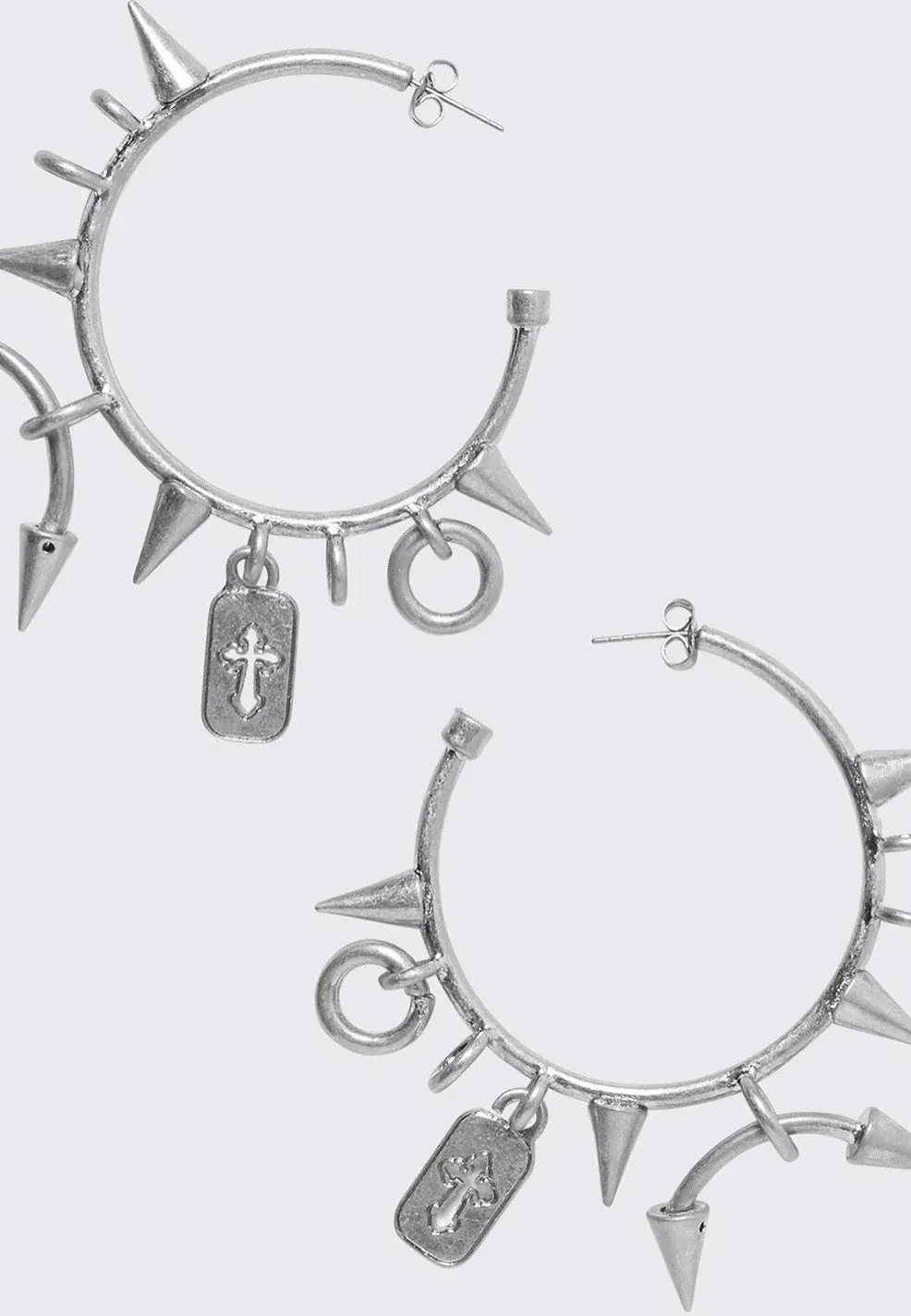 Minga London - Spiked Riot Silver Hoop - Earrings