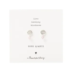 Mini Coin Rose Quartz Earrings