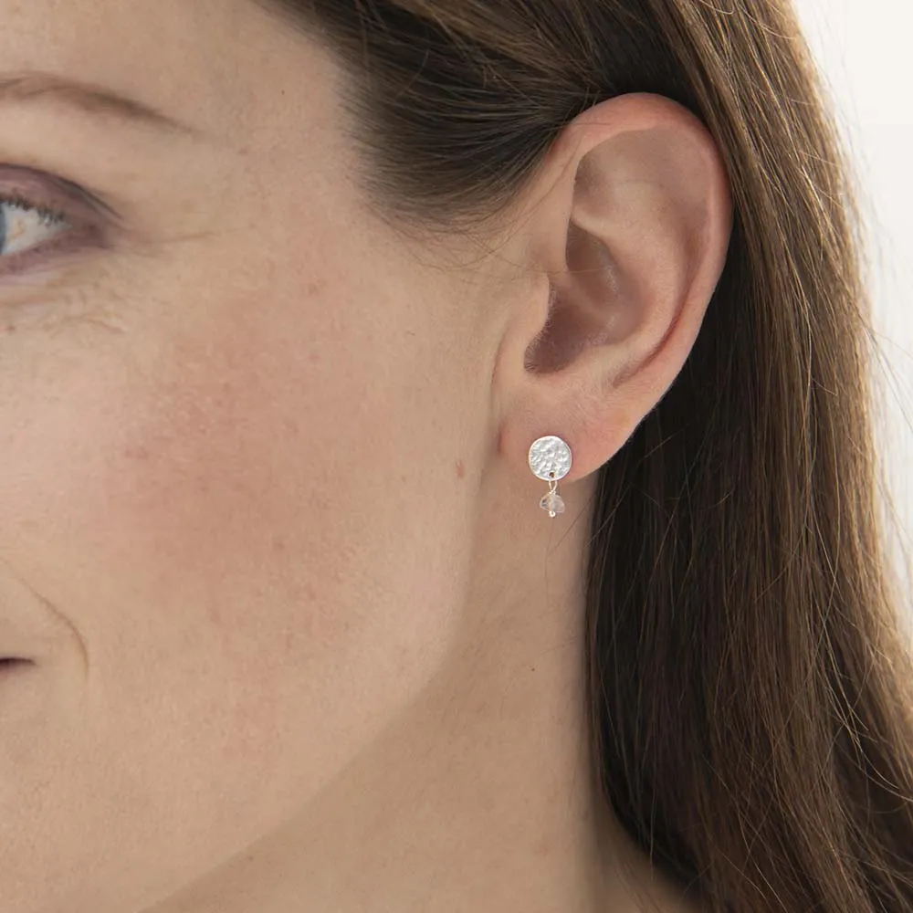 Mini Coin Rose Quartz Earrings