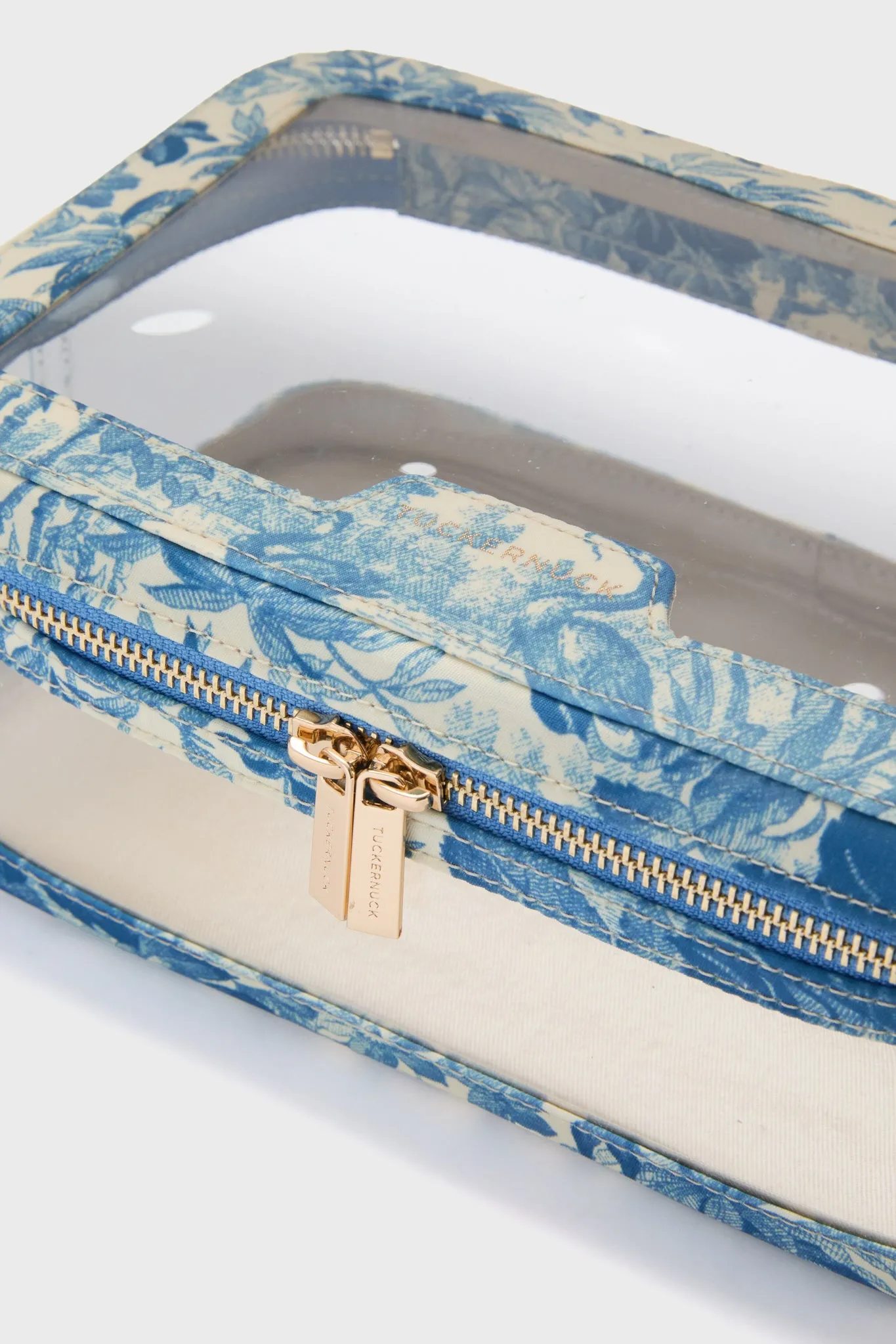 Misty Blue Toile PVC Large Vanity Case