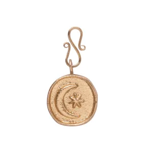 Moon and Star Vintage Coin Charm Gold Plated