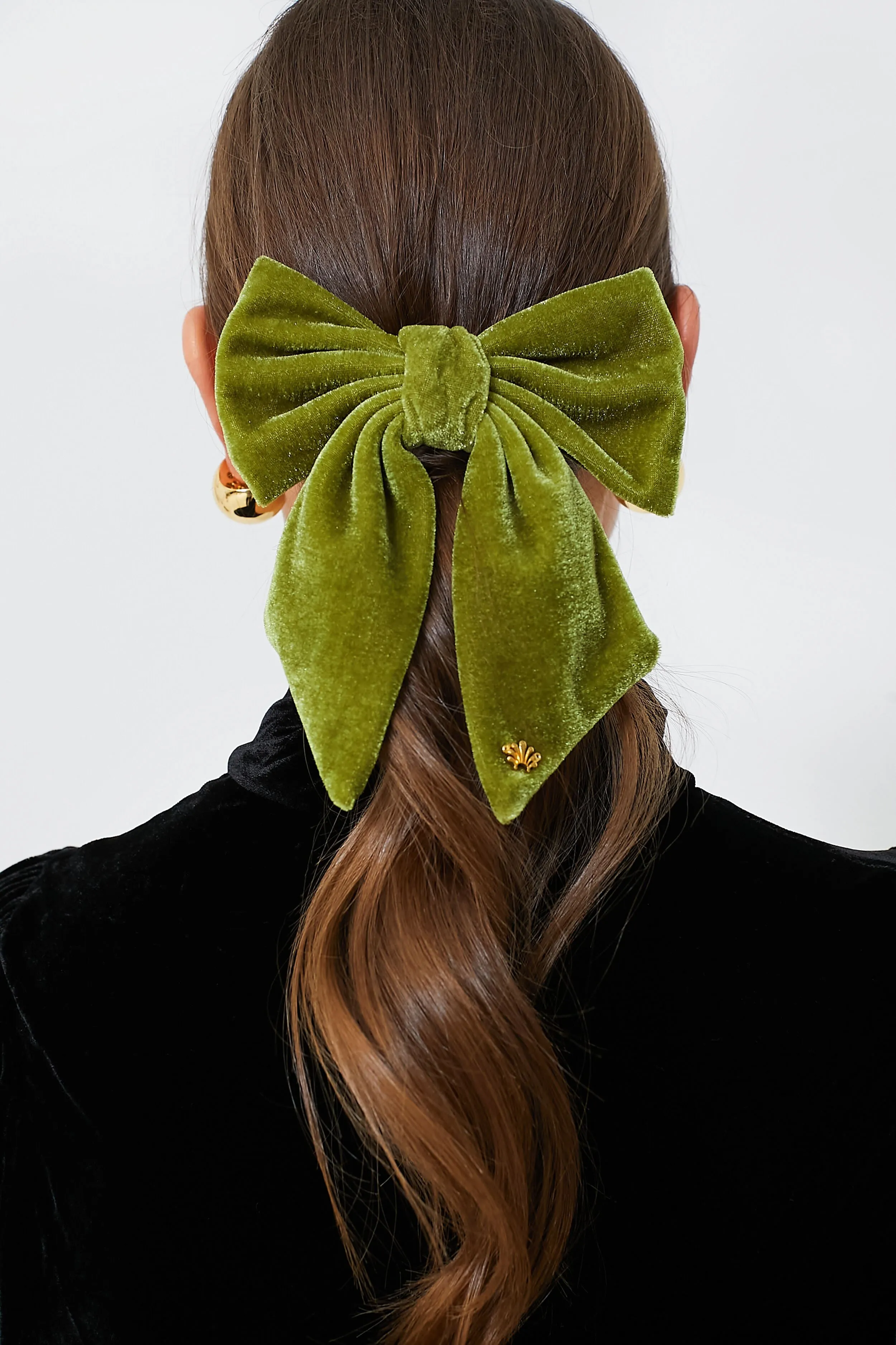 Moss Jumbo Velvet Bow Barrette