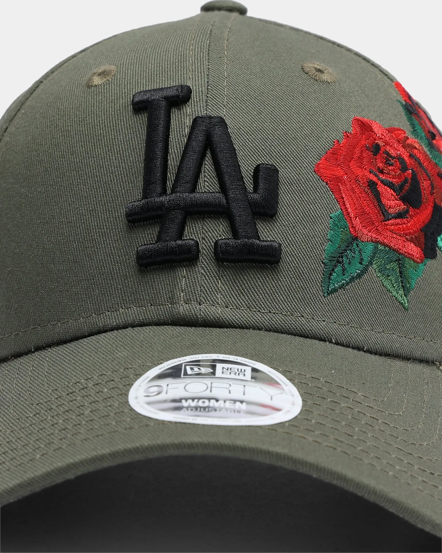 New Era Women's Los Angeles Dodgers Rose Hit 9FORTY Strapback Olive/Black