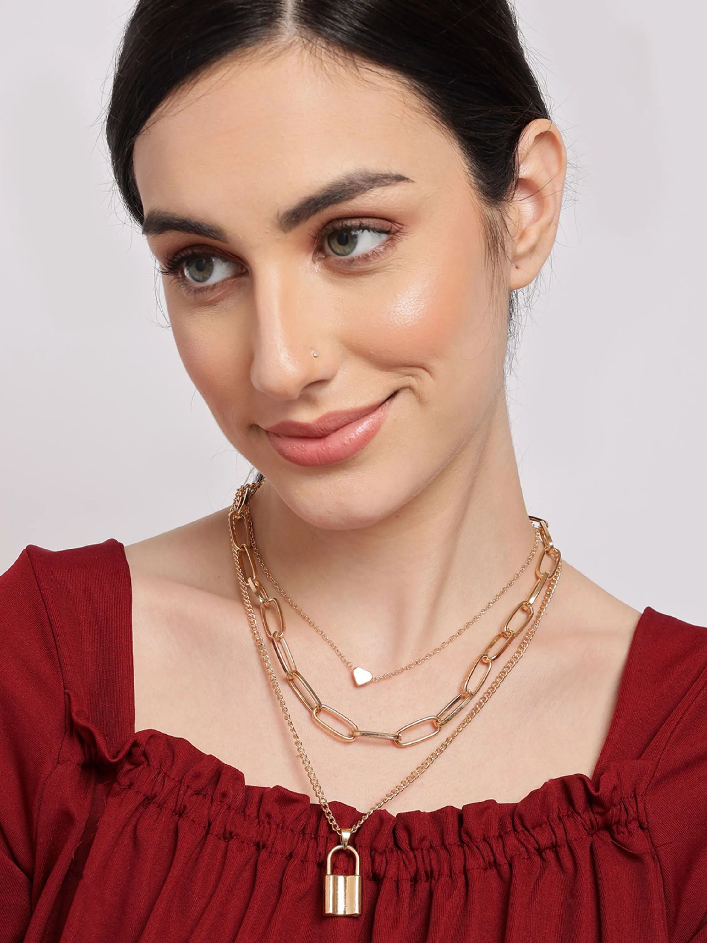 Pack Of 3 Gold Plated Trendy Zirconia Chain