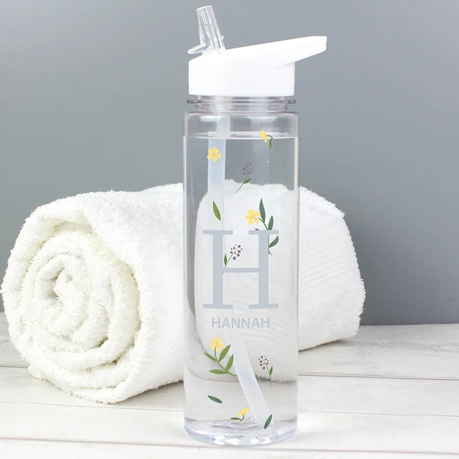 Personalised Floral Initial Water Bottle (MRK-iD)