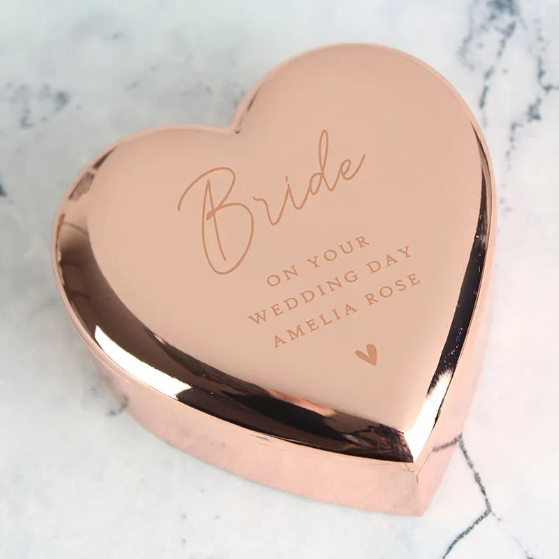 Personalised Free Text Rose Gold Heart Trinket Box (MRK-iD)