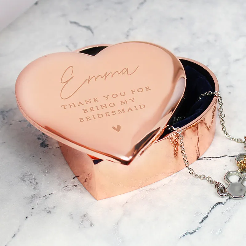 Personalised Free Text Rose Gold Heart Trinket Box (MRK-iD)