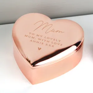 Personalised Free Text Rose Gold Heart Trinket Box (MRK-iD)