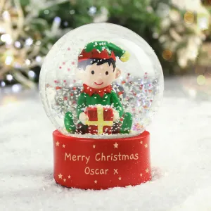 Personalised Message Elf Glitter Snow Globe (MRK-iD)