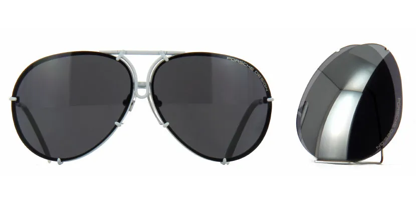 Porsche Design 8478 P White Frame - Dk Grey   Silver Lenses - As Seen On Kylie Jenner & Khloe Kardashian