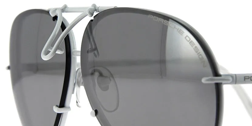 Porsche Design 8478 P White Frame - Dk Grey   Silver Lenses - As Seen On Kylie Jenner & Khloe Kardashian