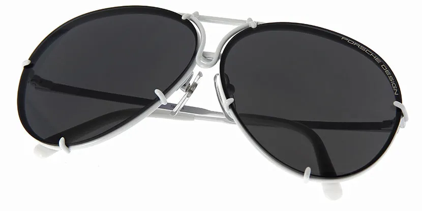 Porsche Design 8478 P White Frame - Dk Grey   Silver Lenses - As Seen On Kylie Jenner & Khloe Kardashian