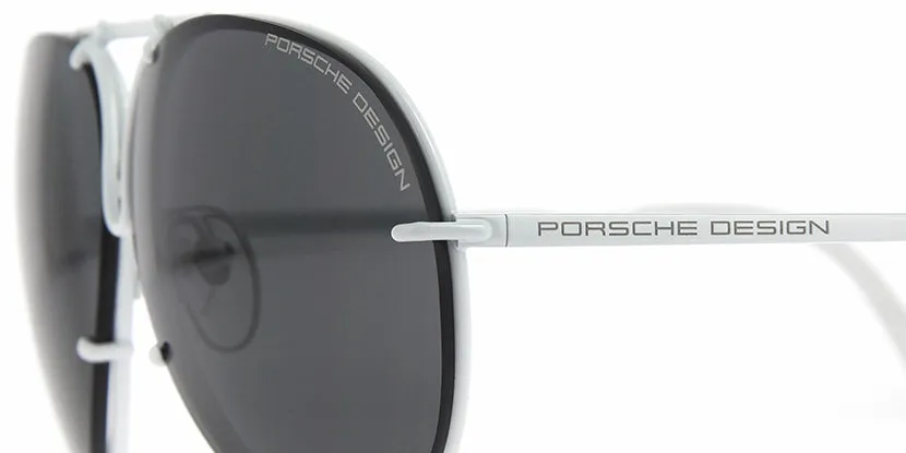 Porsche Design 8478 P White Frame - Dk Grey   Silver Lenses - As Seen On Kylie Jenner & Khloe Kardashian