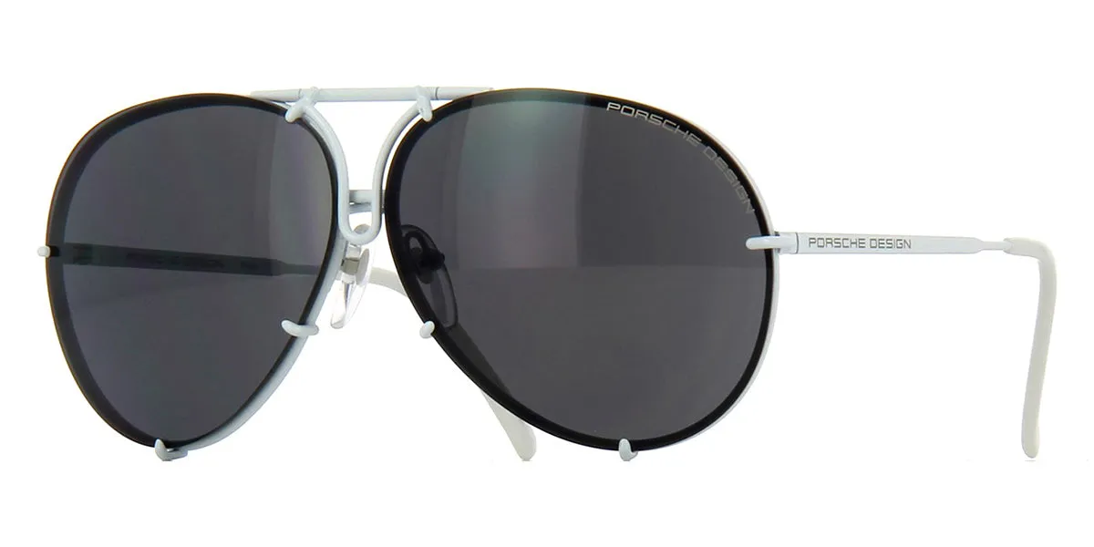 Porsche Design 8478 P White Frame - Dk Grey   Silver Lenses - As Seen On Kylie Jenner & Khloe Kardashian