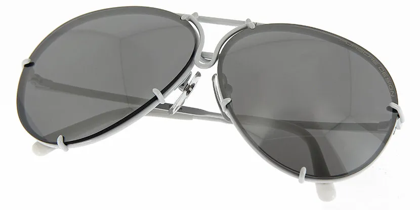 Porsche Design 8478 P White Frame - Dk Grey   Silver Lenses - As Seen On Kylie Jenner & Khloe Kardashian