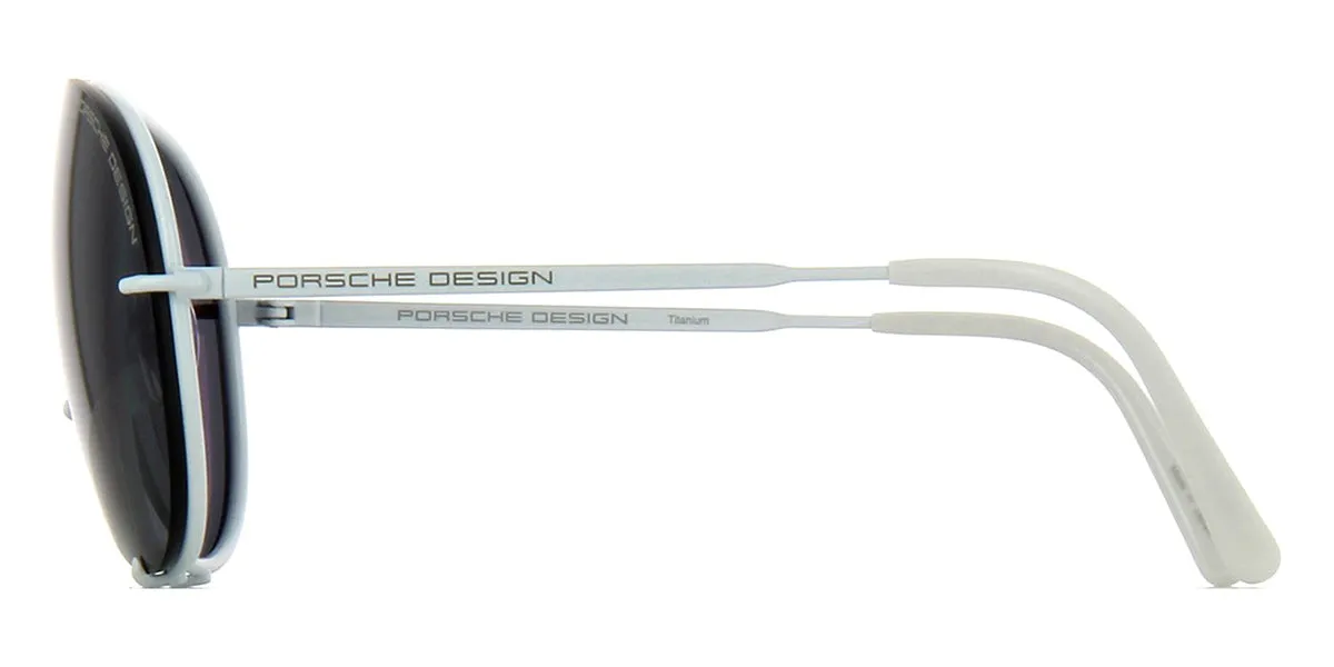 Porsche Design 8478 P White Frame - Dk Grey   Silver Lenses - As Seen On Kylie Jenner & Khloe Kardashian