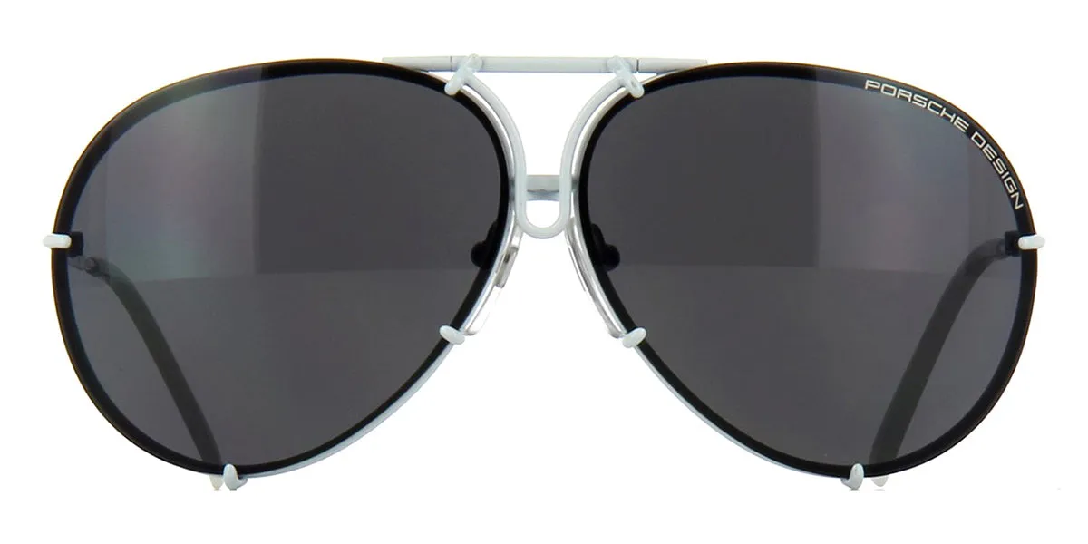Porsche Design 8478 P White Frame - Dk Grey   Silver Lenses - As Seen On Kylie Jenner & Khloe Kardashian