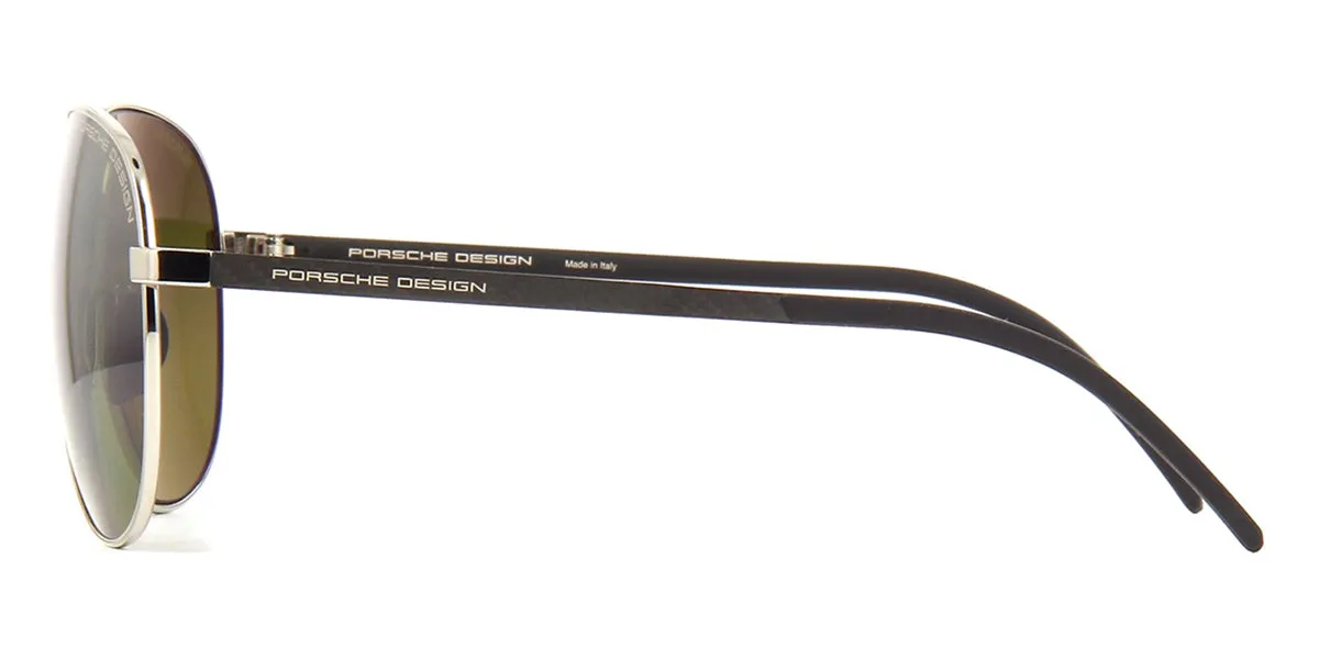 Porsche Design 8651 F Silver Aviator Frame with Green Polarised Lenses