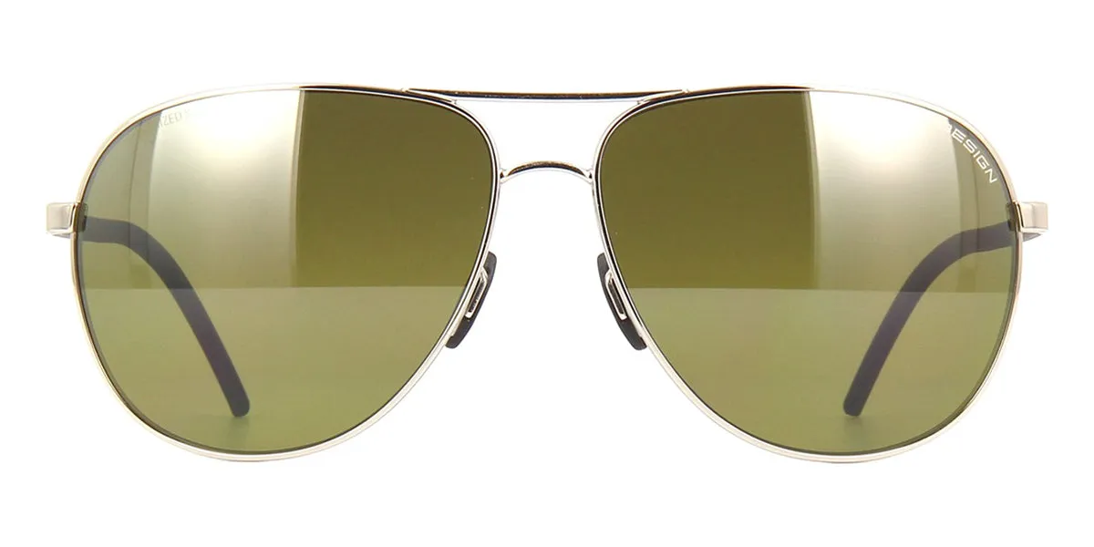 Porsche Design 8651 F Silver Aviator Frame with Green Polarised Lenses