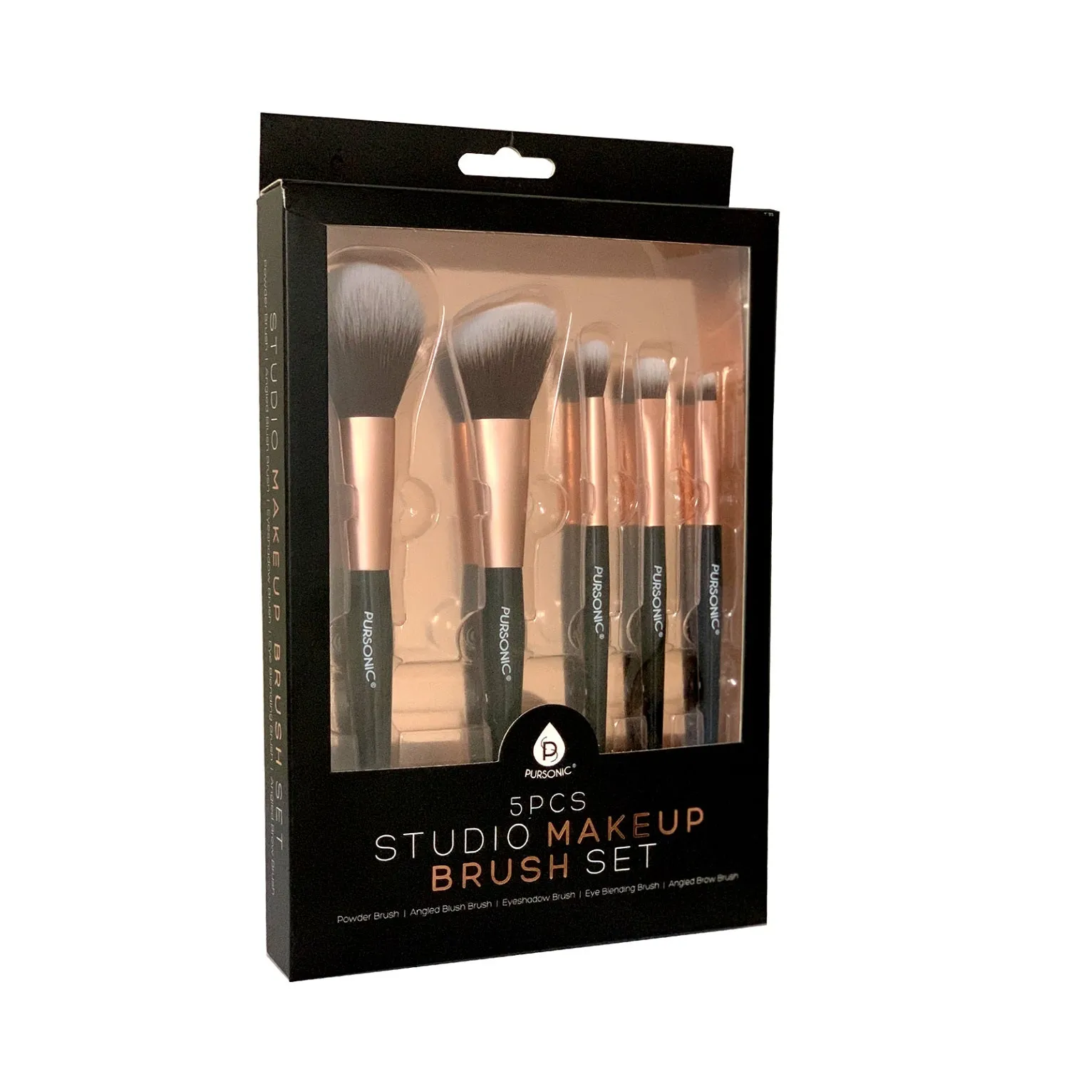 Pursonic 5 Pcs Studio Makeup Brush Set (Black)