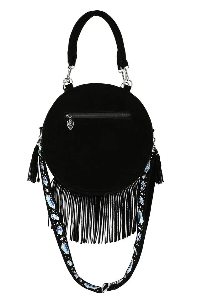 Restyle - Enchanted Forest Round With Moon Moth And Crystals Black - Bag