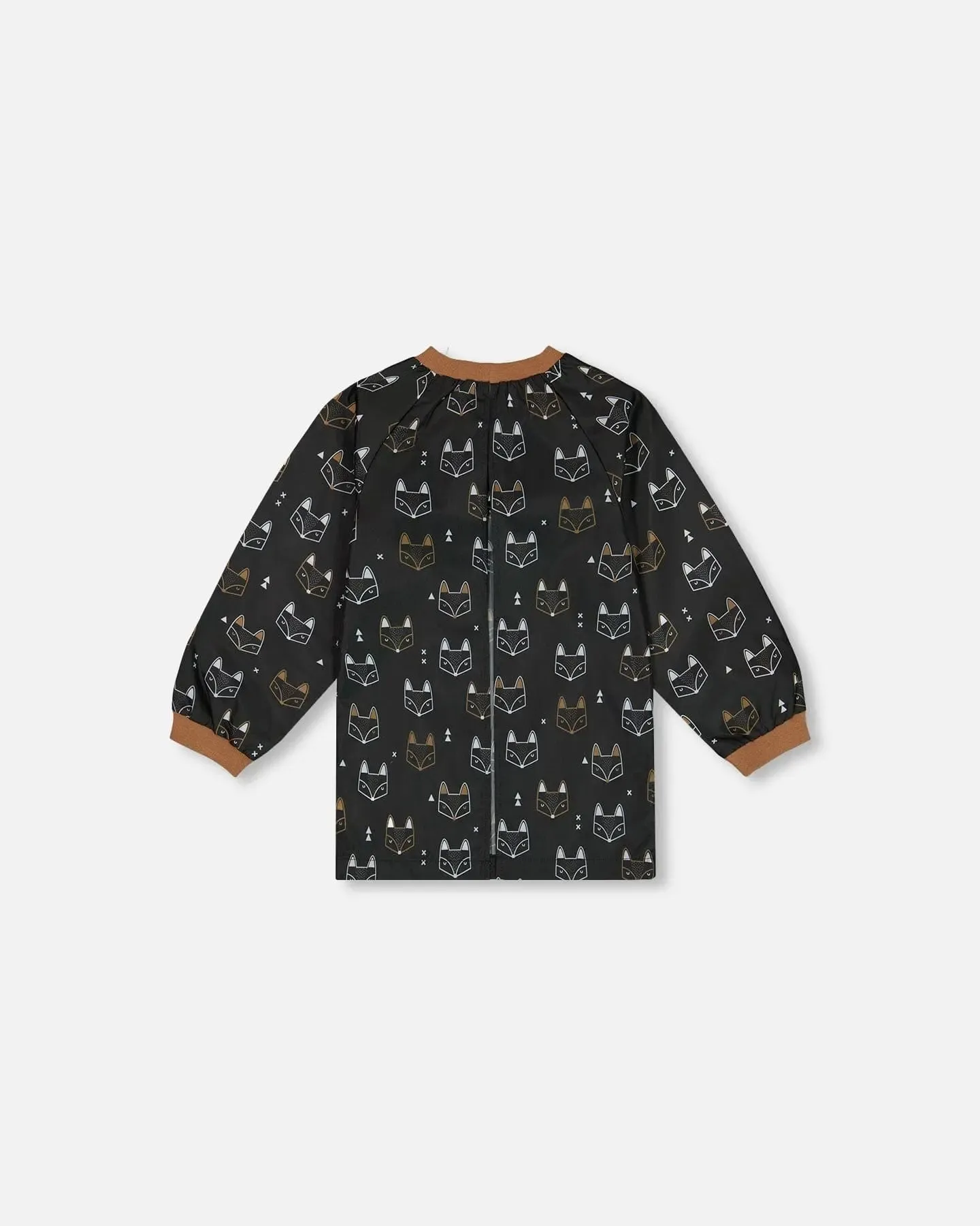 School Apron Black Printed Fox