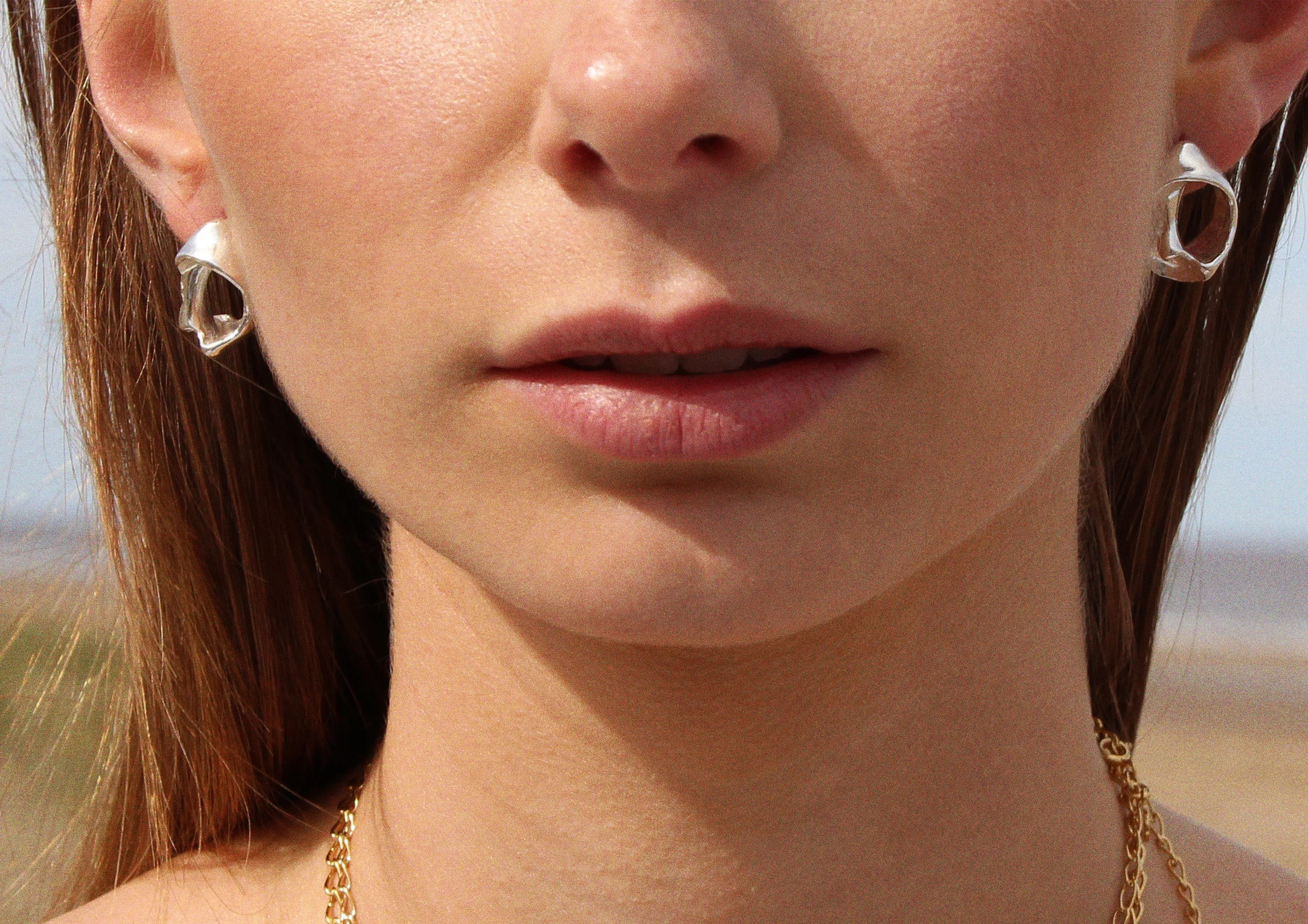 Small Smooth Fragmented Shell Studs - Gold Vermeil