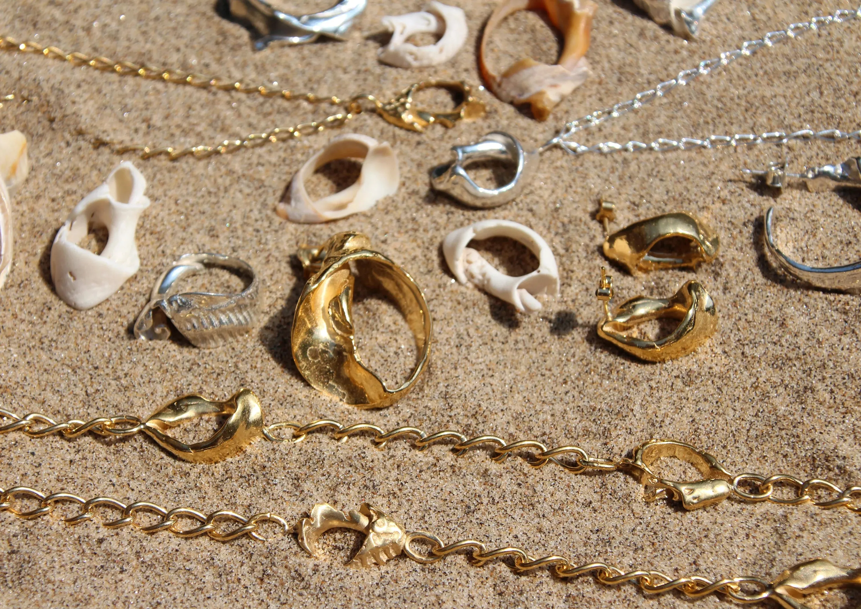 Small Smooth Fragmented Shell Studs - Gold Vermeil